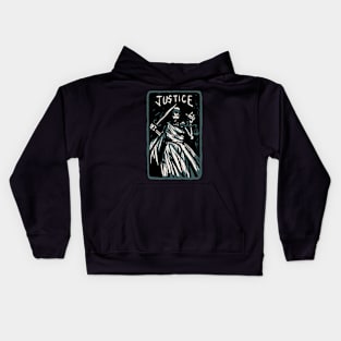 Justice Skeleton Skull Tarot Card Kids Hoodie